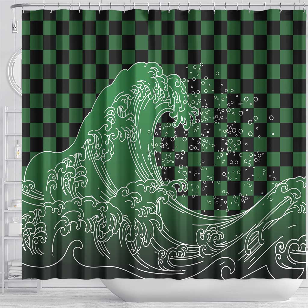 Japanese Asanoha Pattern Shower Curtain Water Breathing Slayer Dragon - Polynesian Pride
