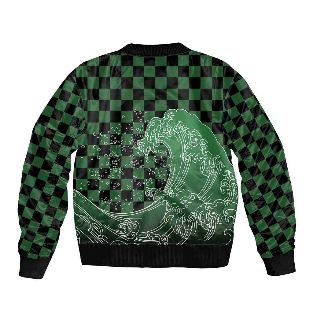 Japanese Asanoha Pattern Sleeve Zip Bomber Jacket Water Breathing Slayer Dragon - Polynesian Pride