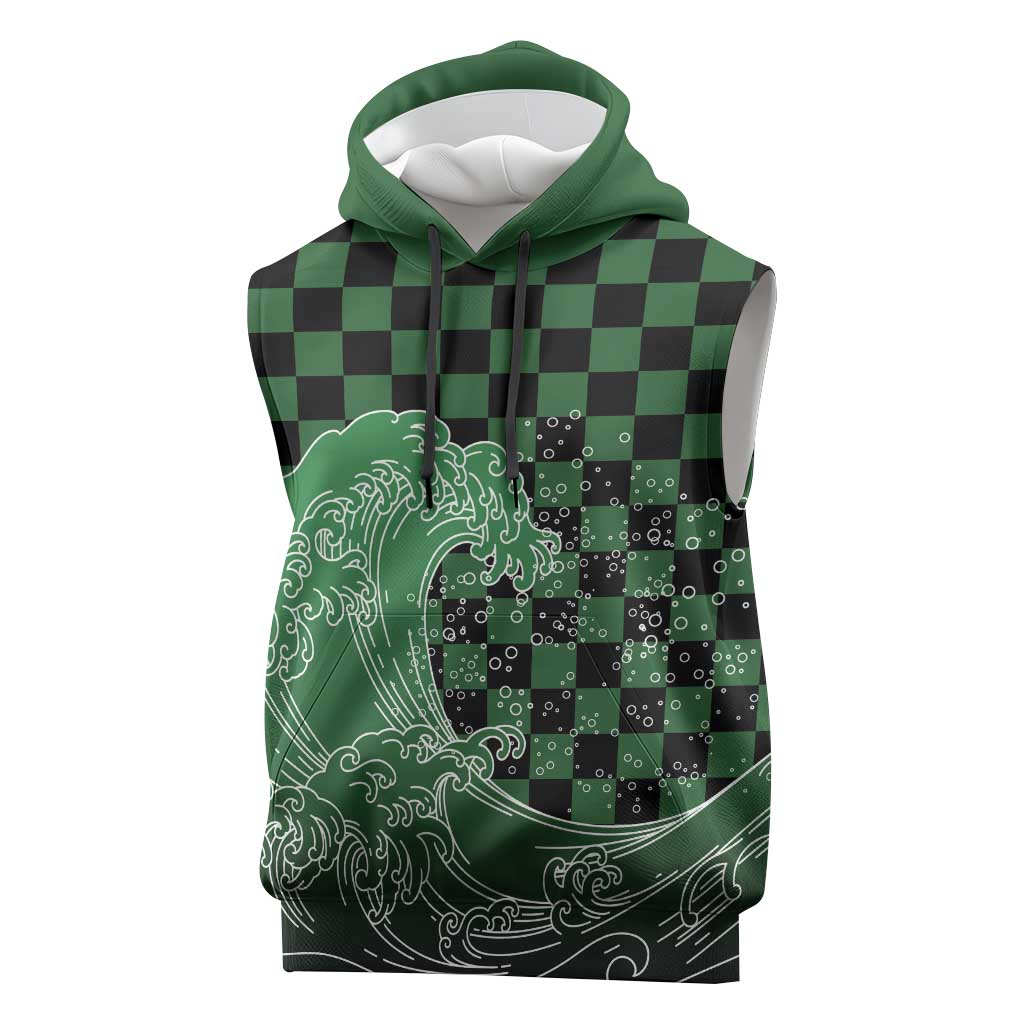 Japanese Asanoha Pattern Sleeveless Hoodie Water Breathing Slayer Dragon - Polynesian Pride