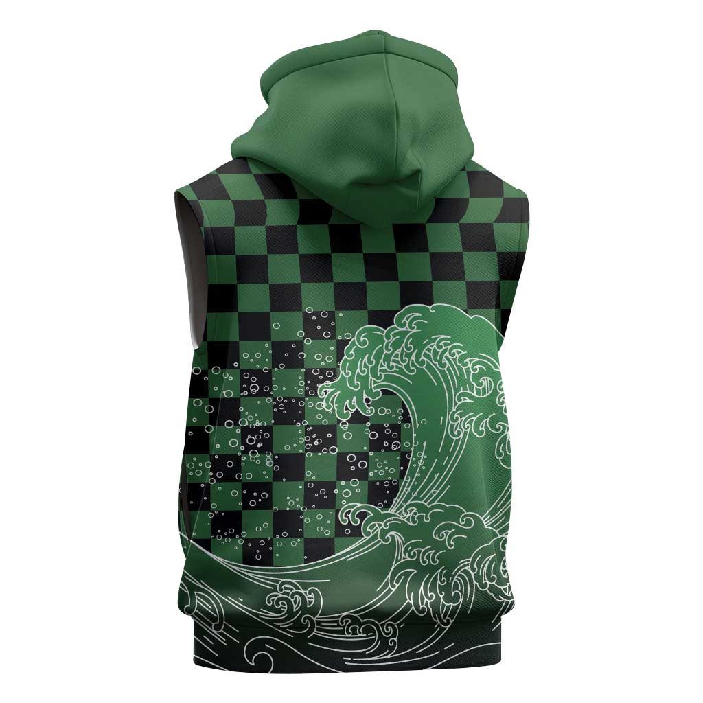 Japanese Asanoha Pattern Sleeveless Hoodie Water Breathing Slayer Dragon - Polynesian Pride