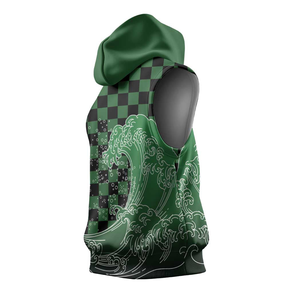 Japanese Asanoha Pattern Sleeveless Hoodie Water Breathing Slayer Dragon - Polynesian Pride