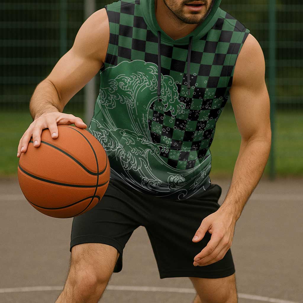 Japanese Asanoha Pattern Sleeveless Hoodie Water Breathing Slayer Dragon - Polynesian Pride