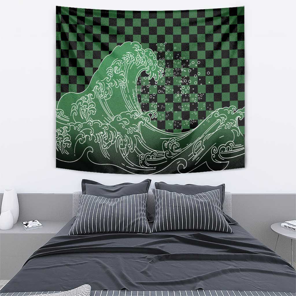 Japanese Asanoha Pattern Tapestry Water Breathing Slayer Dragon - Polynesian Pride