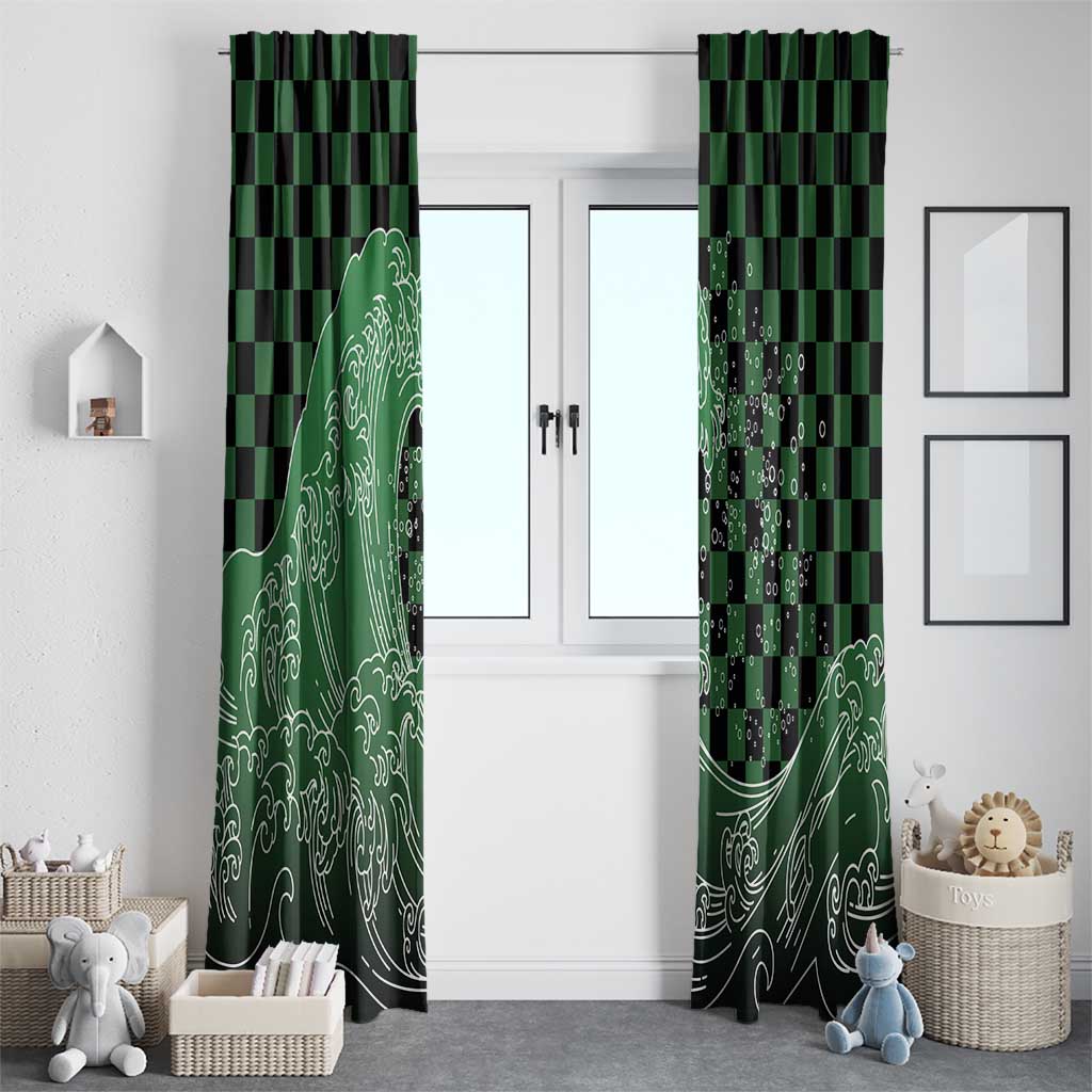 Japanese Asanoha Pattern Window Curtain Water Breathing Slayer Dragon - Polynesian Pride