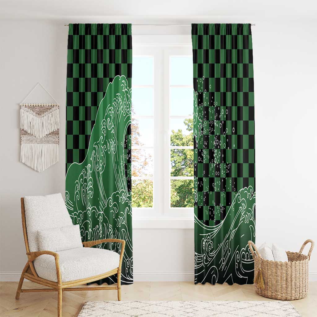 Japanese Asanoha Pattern Window Curtain Water Breathing Slayer Dragon - Polynesian Pride