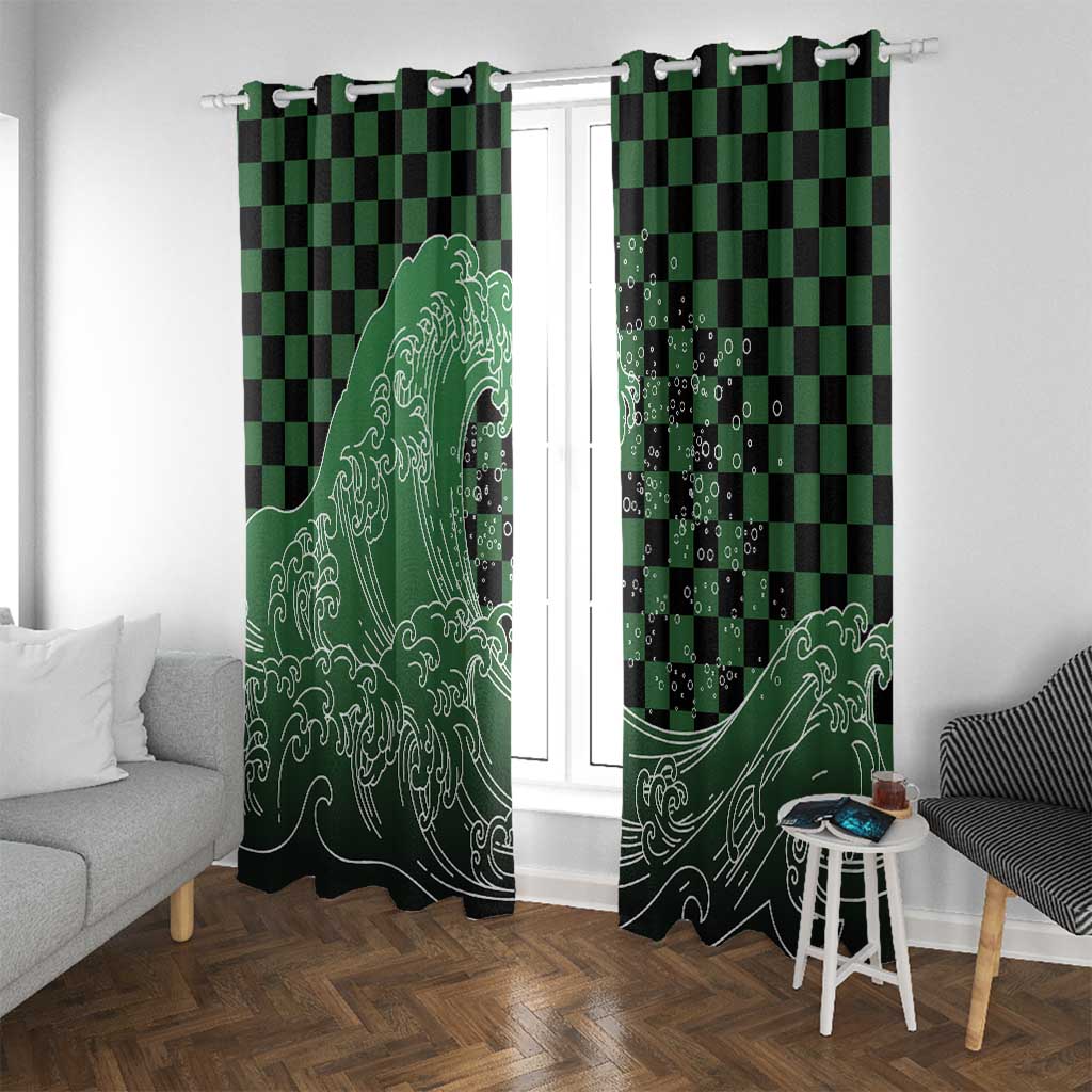Japanese Asanoha Pattern Window Curtain Water Breathing Slayer Dragon - Polynesian Pride