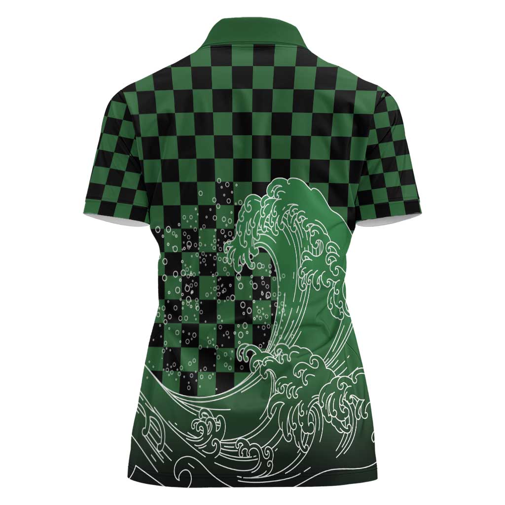 Japanese Asanoha Pattern Women Polo Shirt Water Breathing Slayer Dragon - Polynesian Pride