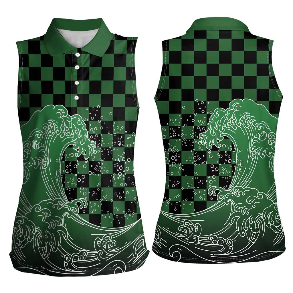 Japanese Asanoha Pattern Women Sleeveless Polo Shirt Water Breathing Slayer Dragon LT9 - Polynesian Pride