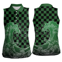 Japanese Asanoha Pattern Women Sleeveless Polo Shirt Water Breathing Slayer Dragon LT9 - Polynesian Pride