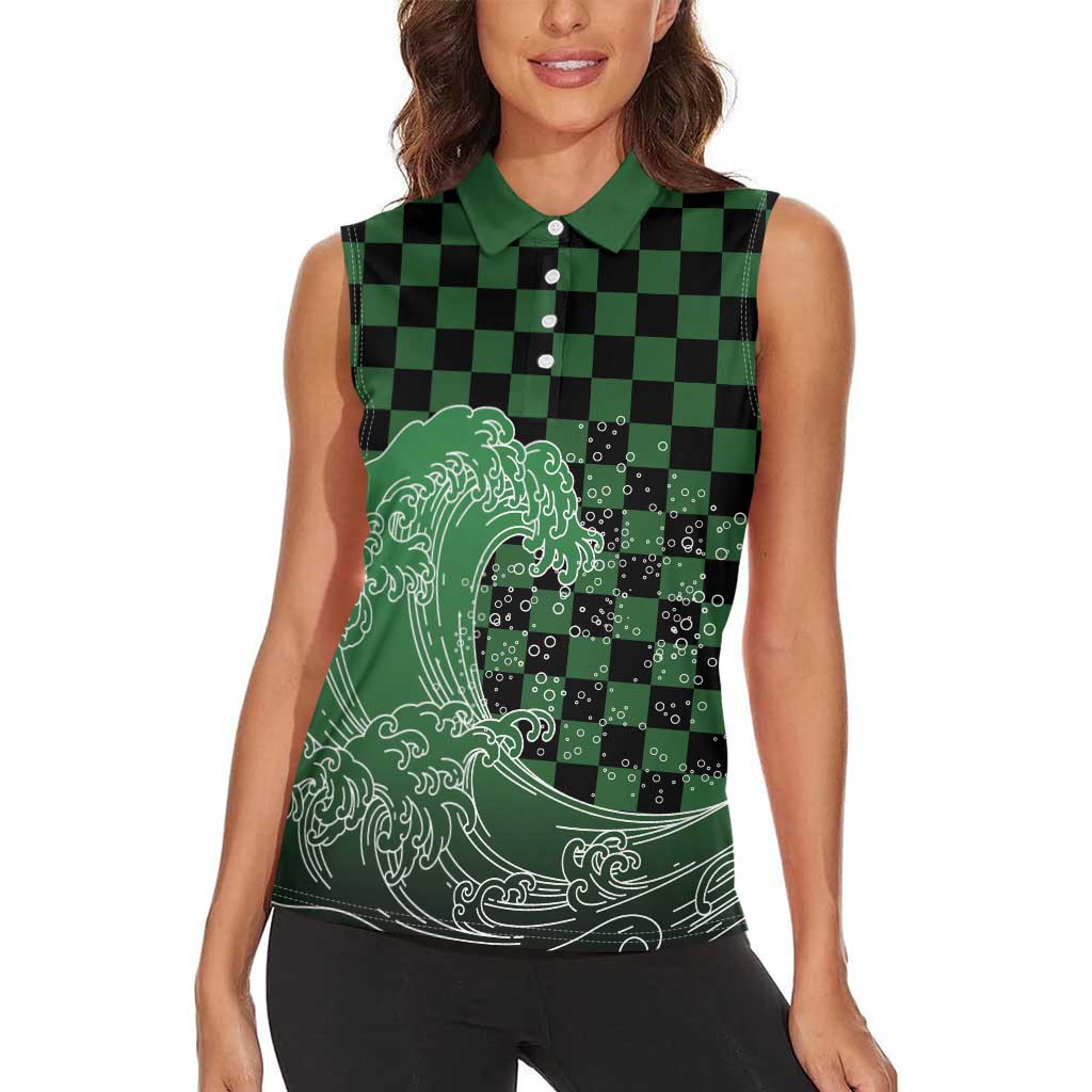 Japanese Asanoha Pattern Women Sleeveless Polo Shirt Water Breathing Slayer Dragon LT9 - Polynesian Pride