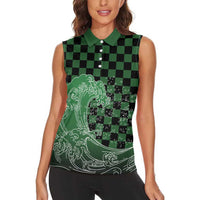 Japanese Asanoha Pattern Women Sleeveless Polo Shirt Water Breathing Slayer Dragon LT9 - Polynesian Pride
