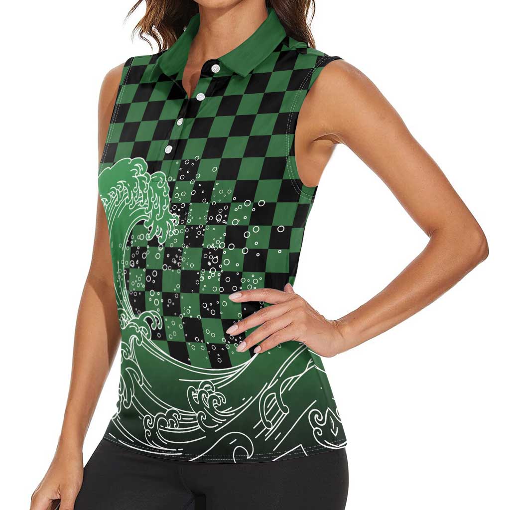 Japanese Asanoha Pattern Women Sleeveless Polo Shirt Water Breathing Slayer Dragon LT9 - Polynesian Pride