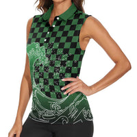 Japanese Asanoha Pattern Women Sleeveless Polo Shirt Water Breathing Slayer Dragon LT9 - Polynesian Pride