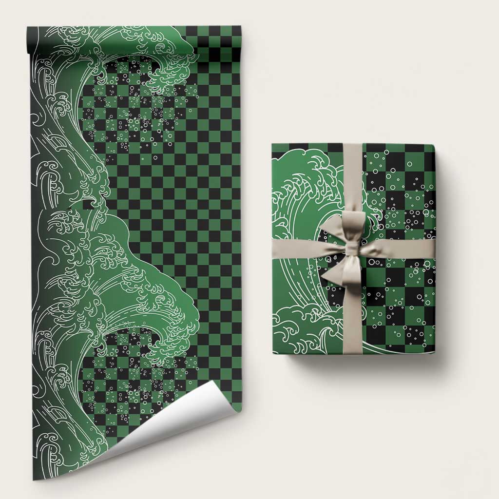 Japanese Asanoha Pattern Wrapping Paper Water Breathing Slayer Dragon LT9 58" × 23" Green - Polynesian Pride