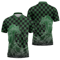 Japanese Asanoha Pattern Zipper Polo Shirt Water Breathing Slayer Dragon LT9 - Polynesian Pride