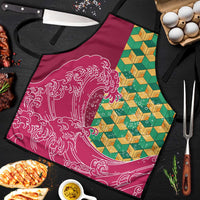 Japanese Bishamon-Kikkou Pattern Apron Water Pillar Silent River Flow LT9 Burgundy - Polynesian Pride