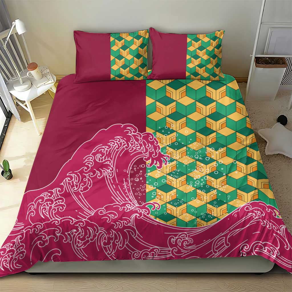 Japanese Bishamon-Kikkou Pattern Bedding Set Water Pillar Silent River Flow - Polynesian Pride