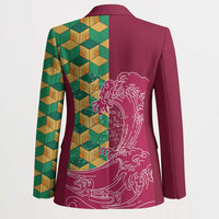 Japanese Bishamon-Kikkou Pattern Blazer Water Pillar Silent River Flow LT9 - Polynesian Pride