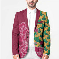 Japanese Bishamon-Kikkou Pattern Blazer Water Pillar Silent River Flow LT9 - Polynesian Pride