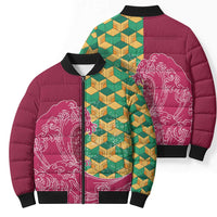 Japanese Bishamon-Kikkou Pattern Bomber Puffer Jacket Water Pillar Silent River Flow LT9 - Polynesian Pride