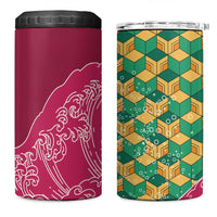 Japanese Bishamon-Kikkou Pattern 4 in 1 Can Cooler Tumbler Water Pillar Silent River Flow LT9 One Size: 16 oz Burgundy - Polynesian Pride