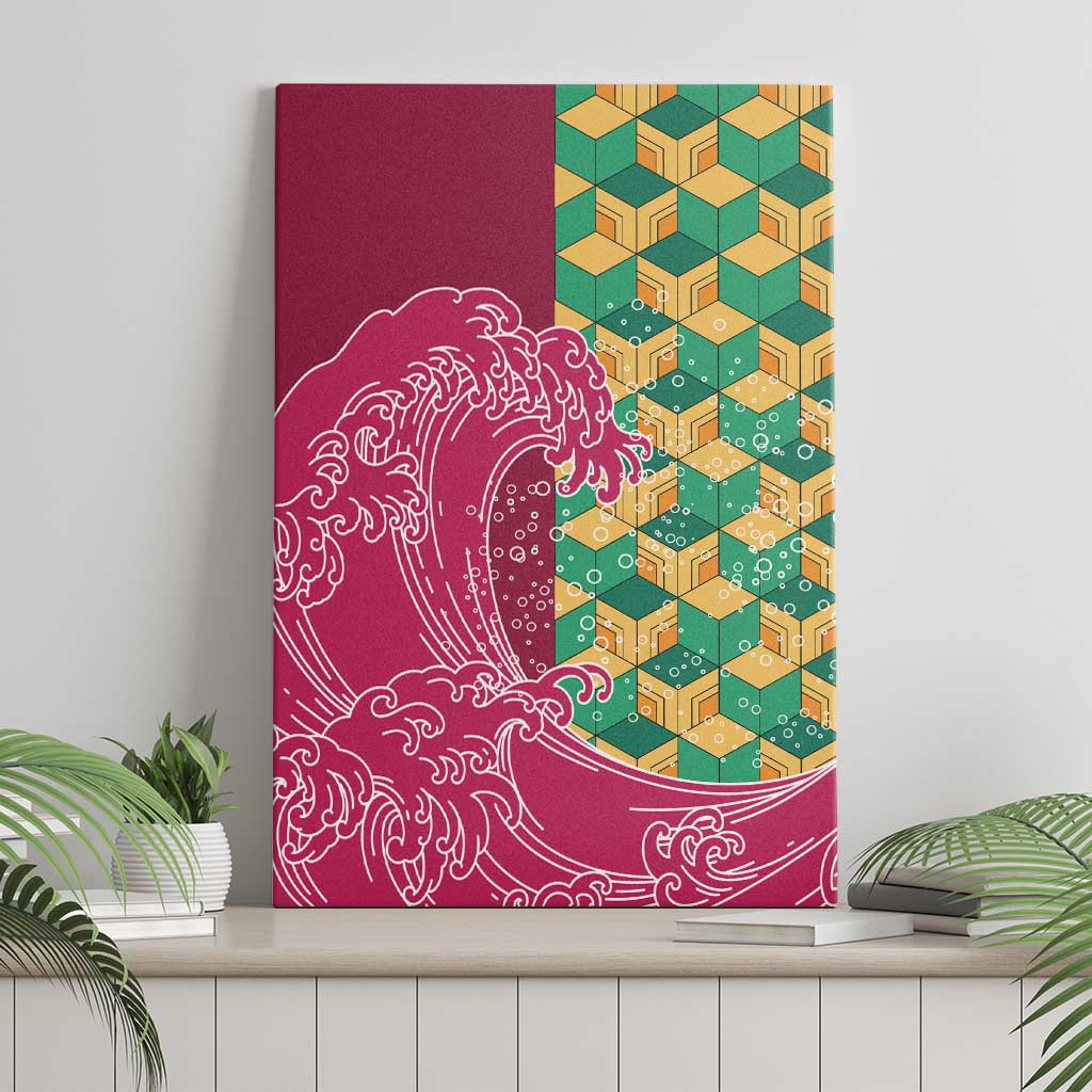 Japanese Bishamon-Kikkou Pattern Canvas Wall Art Water Pillar Silent River Flow LT9 - Polynesian Pride