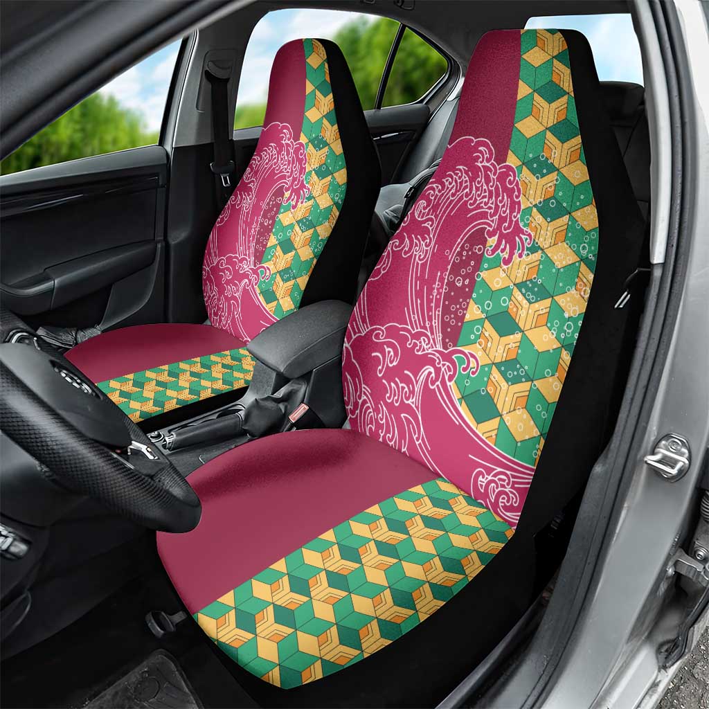 Japanese Bishamon-Kikkou Pattern Car Seat Cover Water Pillar Silent River Flow - Polynesian Pride
