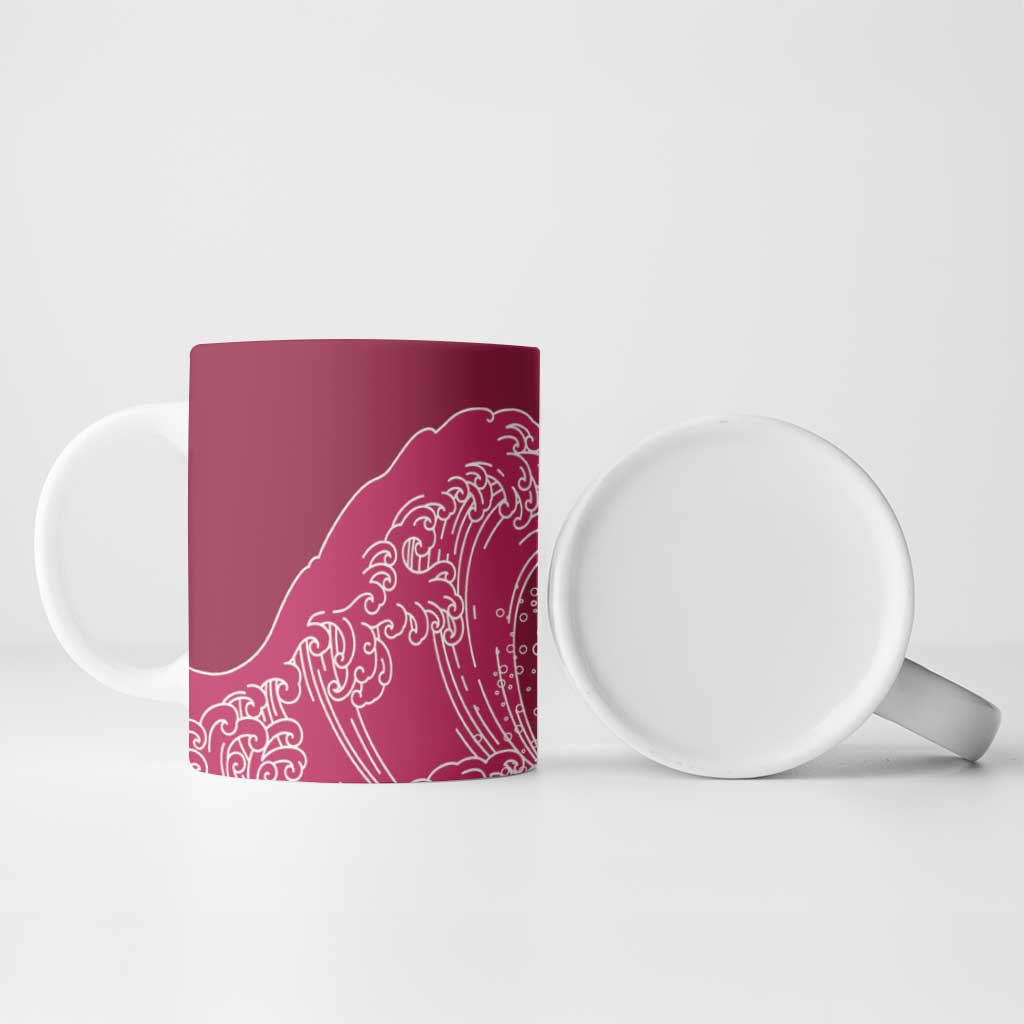 Japanese Bishamon-Kikkou Pattern Ceramic Mug Water Pillar Silent River Flow LT9 - Polynesian Pride
