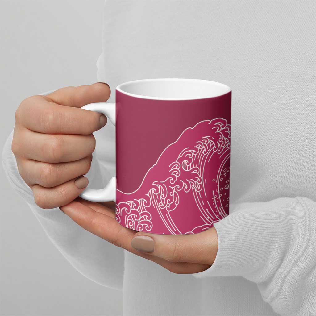 Japanese Bishamon-Kikkou Pattern Ceramic Mug Water Pillar Silent River Flow LT9 - Polynesian Pride