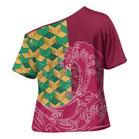 Japanese Bishamon-Kikkou Pattern Cross Shoulder Shirt Water Pillar Silent River Flow LT9 - Polynesian Pride
