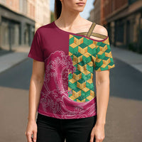 Japanese Bishamon-Kikkou Pattern Cross Shoulder Shirt Water Pillar Silent River Flow LT9 - Polynesian Pride