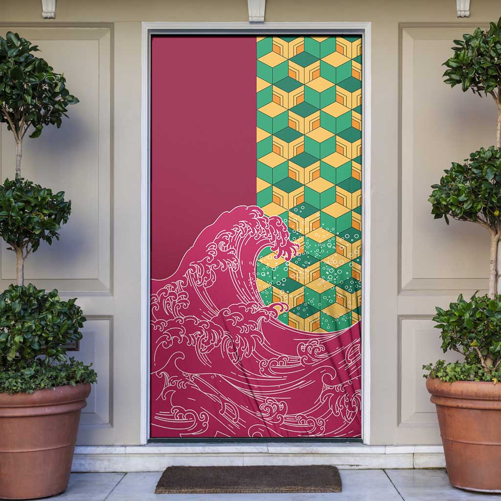 Japanese Bishamon-Kikkou Pattern Door Cover Water Pillar Silent River Flow - Polynesian Pride