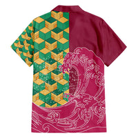 Japanese Bishamon-Kikkou Pattern Family Matching Long Sleeve Bodycon Dress and Hawaiian Shirt Water Pillar Silent River Flow - Polynesian Pride