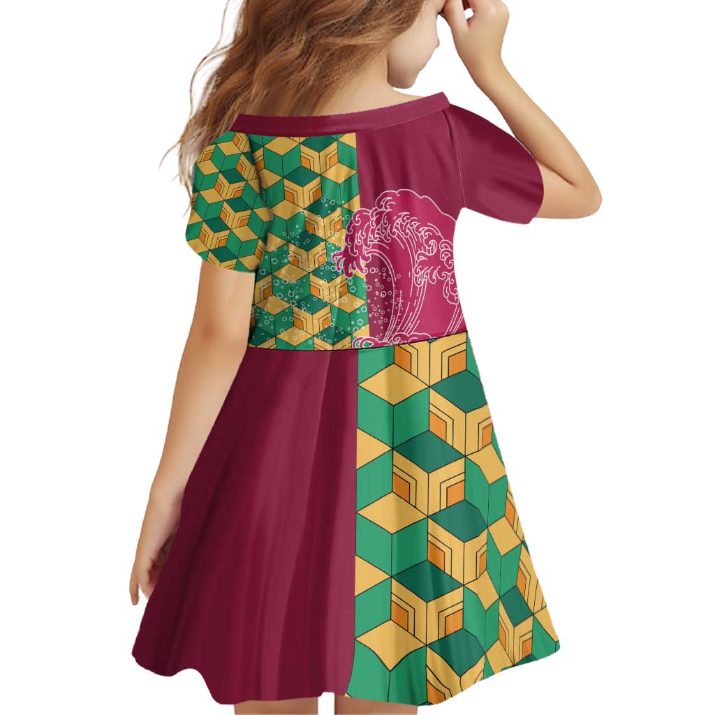 Japanese Bishamon-Kikkou Pattern Family Matching Puletasi and Hawaiian Shirt Water Pillar Silent River Flow LT9 - Polynesian Pride