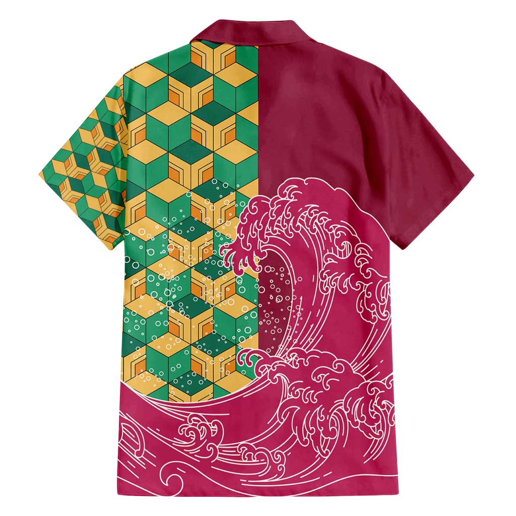 Japanese Bishamon-Kikkou Pattern Family Matching Puletasi and Hawaiian Shirt Water Pillar Silent River Flow LT9 - Polynesian Pride