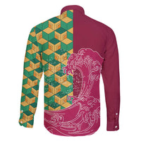 Japanese Bishamon-Kikkou Pattern Family Matching Puletasi and Hawaiian Shirt Water Pillar Silent River Flow LT9 - Polynesian Pride