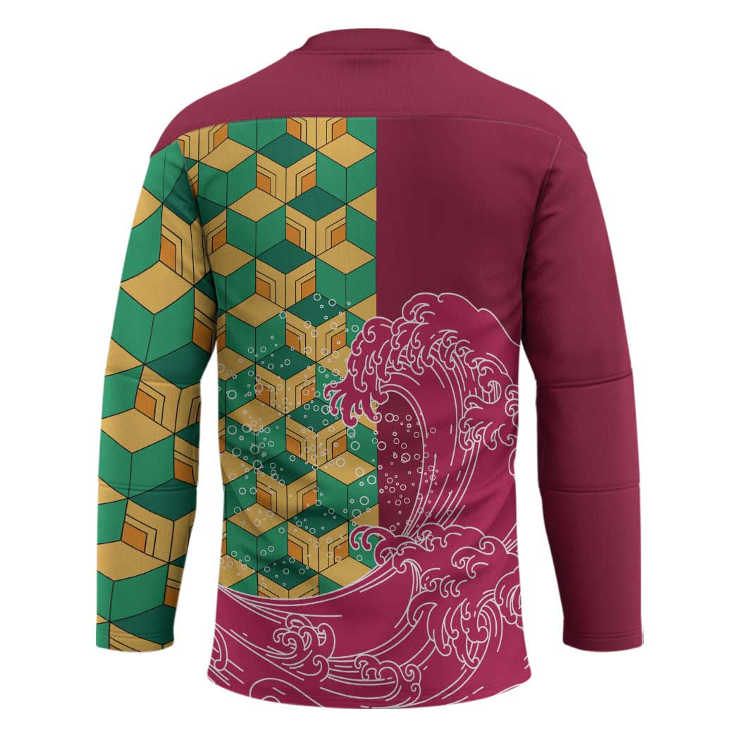 Japanese Bishamon-Kikkou Pattern Hockey Jersey Water Pillar Silent River Flow LT9 - Polynesian Pride