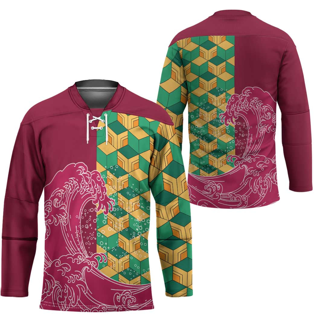 Japanese Bishamon-Kikkou Pattern Hockey Jersey Water Pillar Silent River Flow LT9 - Polynesian Pride