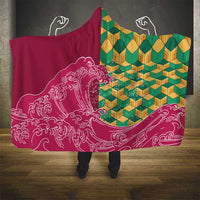 Japanese Bishamon-Kikkou Pattern Hooded Blanket Water Pillar Silent River Flow - Polynesian Pride