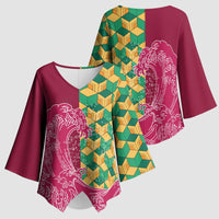 Japanese Bishamon-Kikkou Pattern Kimono Sleeve Blouse Water Pillar Silent River Flow LT9 - Polynesian Pride