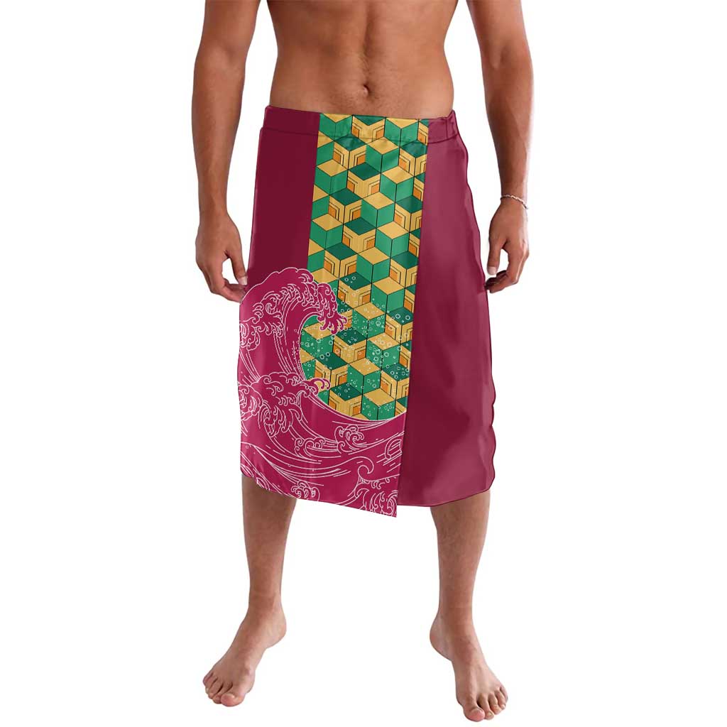 Japanese Bishamon-Kikkou Pattern Lavalava Water Pillar Silent River Flow - Polynesian Pride