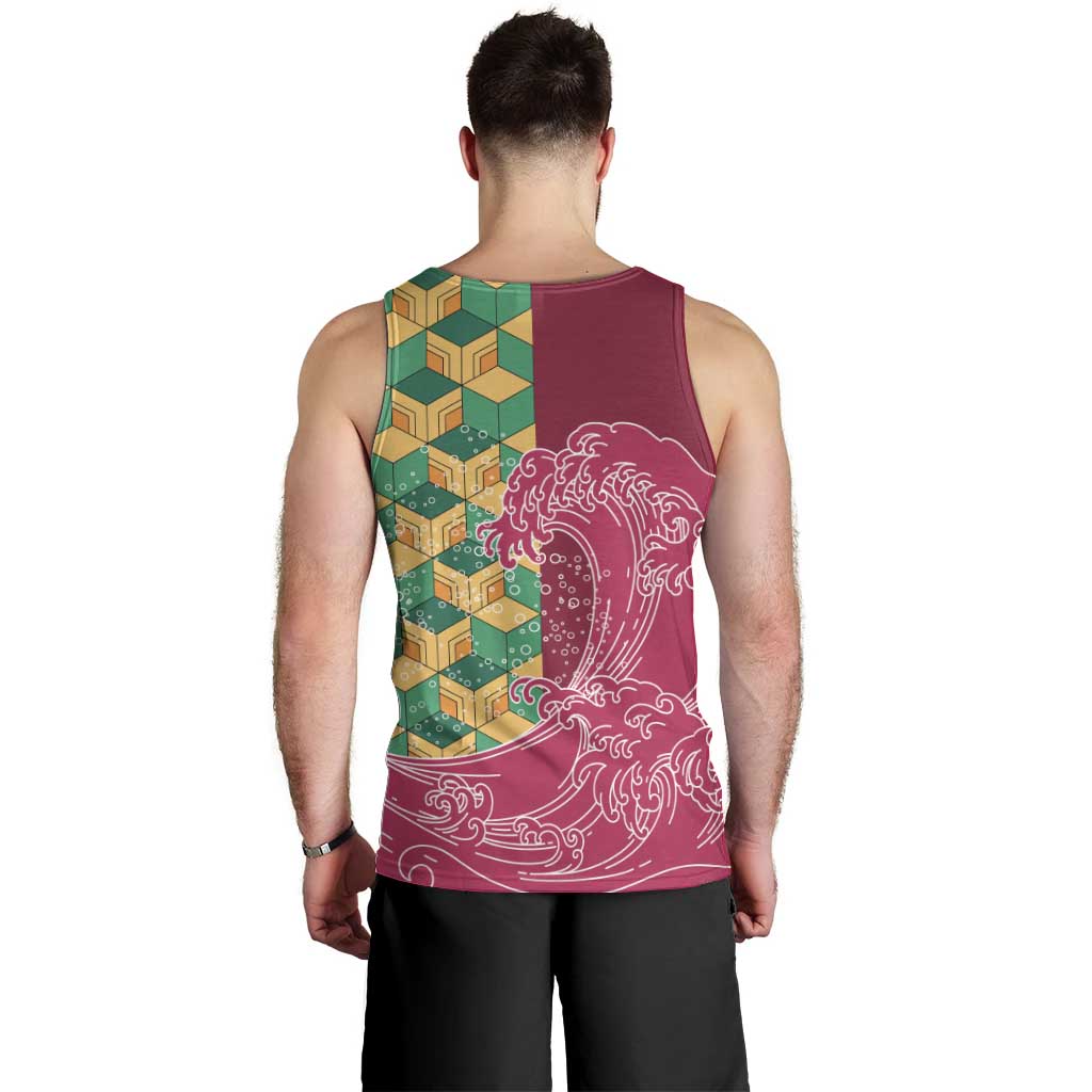 Japanese Bishamon-Kikkou Pattern Men Tank Top Water Pillar Silent River Flow LT9 - Polynesian Pride