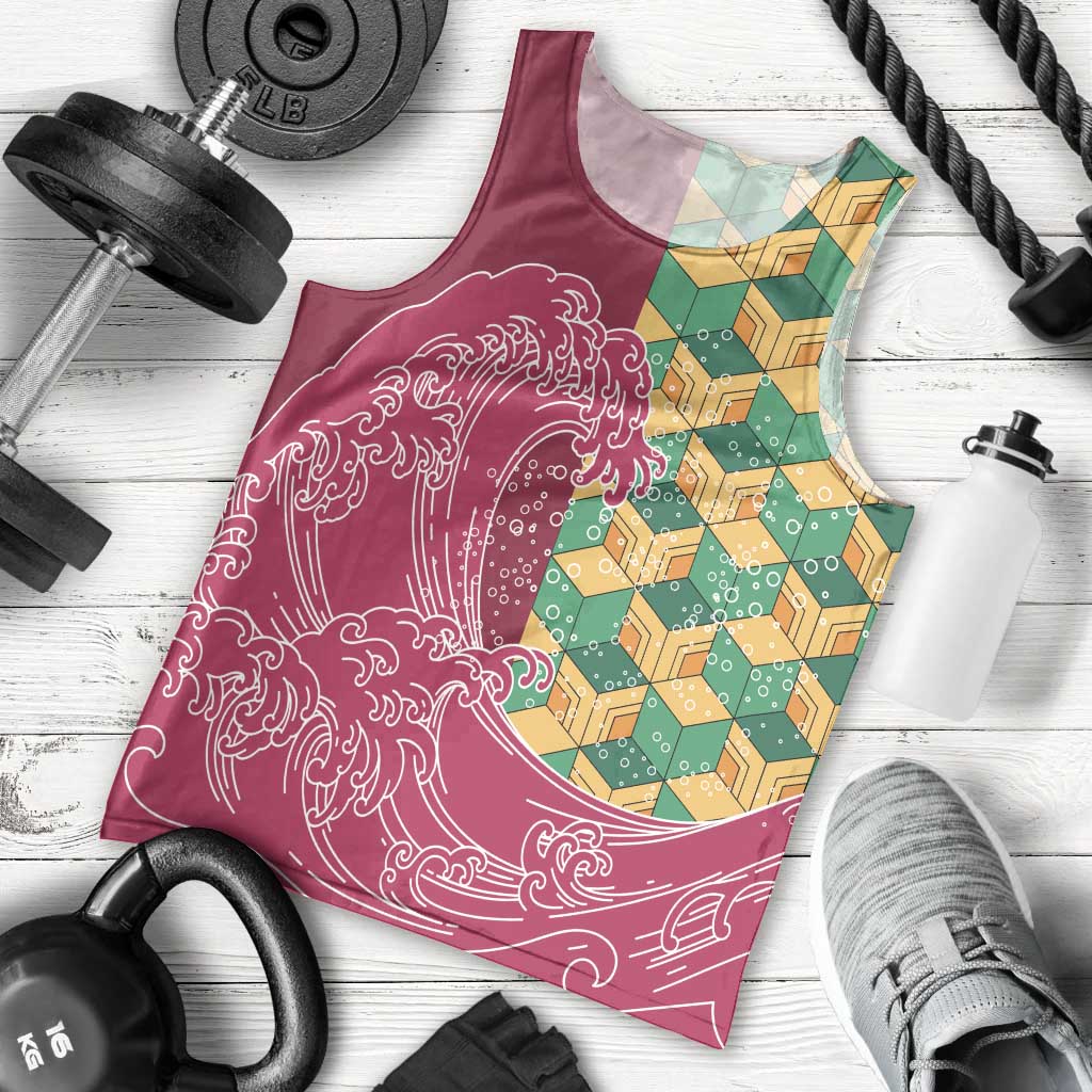 Japanese Bishamon-Kikkou Pattern Men Tank Top Water Pillar Silent River Flow LT9 - Polynesian Pride
