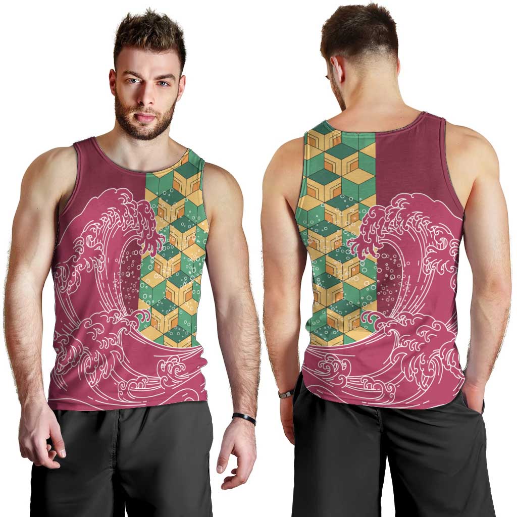 Japanese Bishamon-Kikkou Pattern Men Tank Top Water Pillar Silent River Flow LT9 - Polynesian Pride