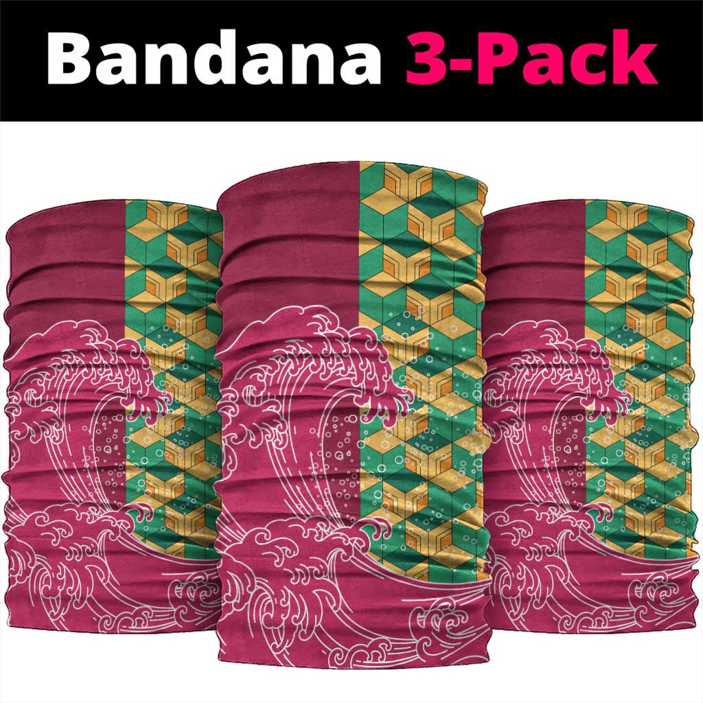 Japanese Bishamon-Kikkou Pattern Neck Gaiter Water Pillar Silent River Flow - Polynesian Pride