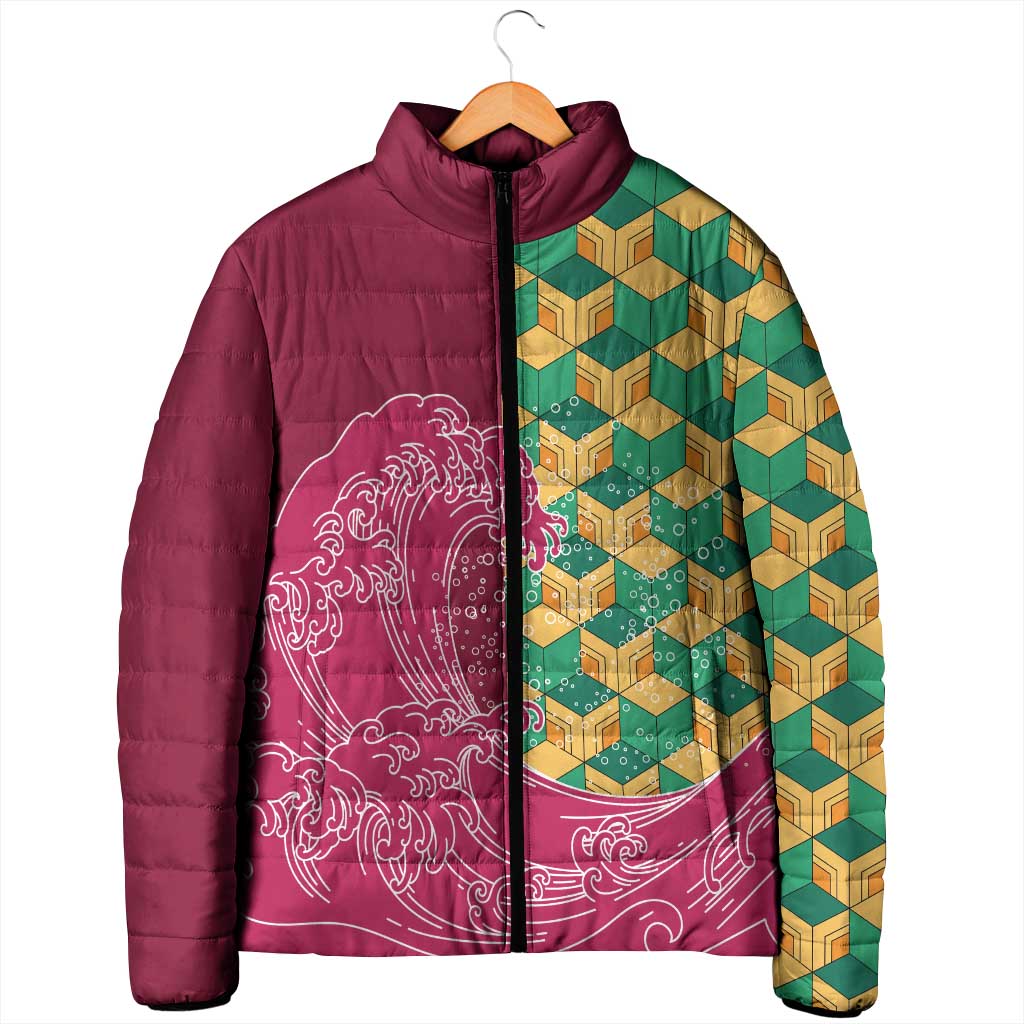 Japanese Bishamon-Kikkou Pattern Padded Jacket Water Pillar Silent River Flow - Polynesian Pride