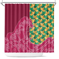 Japanese Bishamon-Kikkou Pattern Shower Curtain Water Pillar Silent River Flow - Polynesian Pride