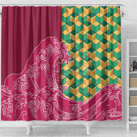 Japanese Bishamon-Kikkou Pattern Shower Curtain Water Pillar Silent River Flow - Polynesian Pride
