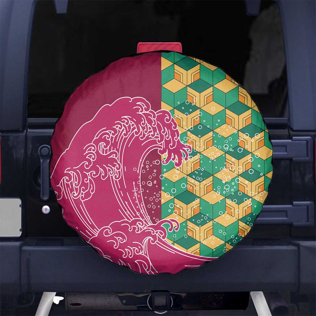 Japanese Bishamon-Kikkou Pattern Spare Tire Cover Water Pillar Silent River Flow - Polynesian Pride