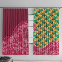 Japanese Bishamon-Kikkou Pattern Window Curtain Water Pillar Silent River Flow - Polynesian Pride